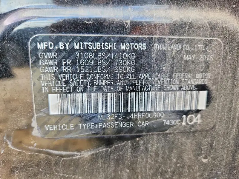 2017 MITSUBISHI MIRAGE G4 ES  