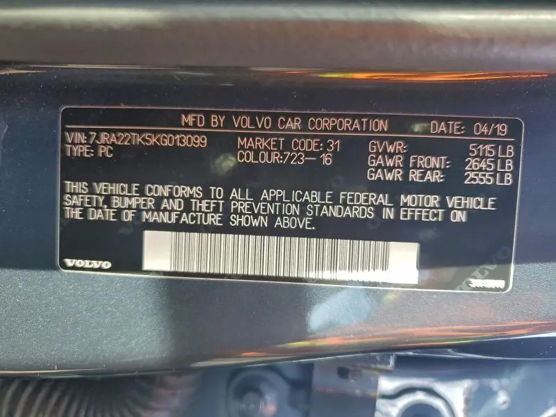 2019 VOLVO S60 T6 MOMENTUM  