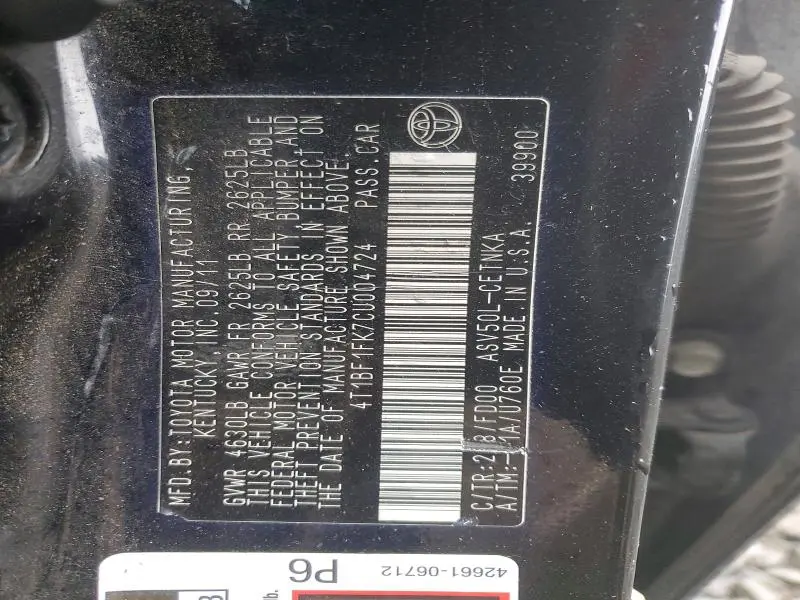 2012 TOYOTA CAMRY BASE  