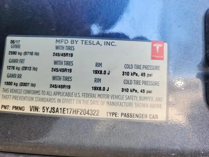2017 TESLA MODEL S   