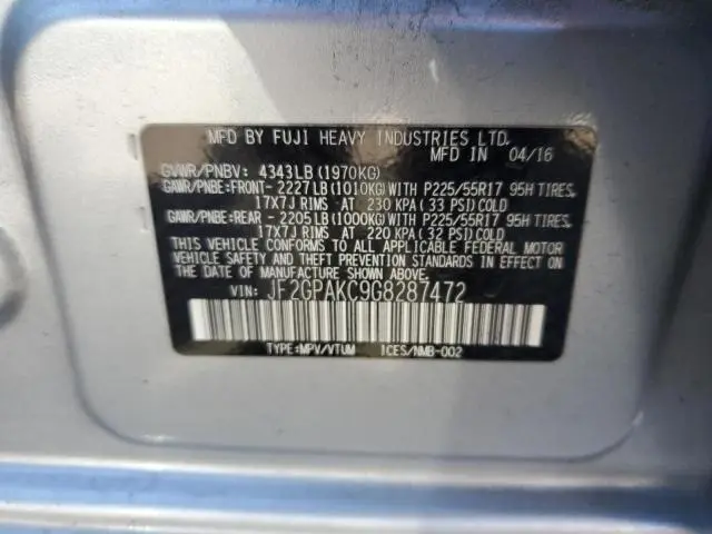 2016 SUBARU CROSSTREK LIMITED  