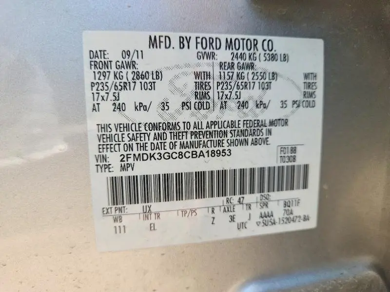 2012 FORD EDGE SE  