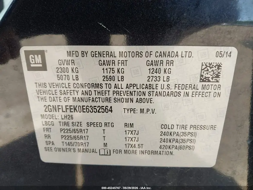 2014 CHEVROLET EQUINOX 1LT