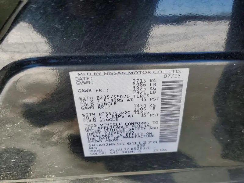 2015 NISSAN PATHFINDER S  