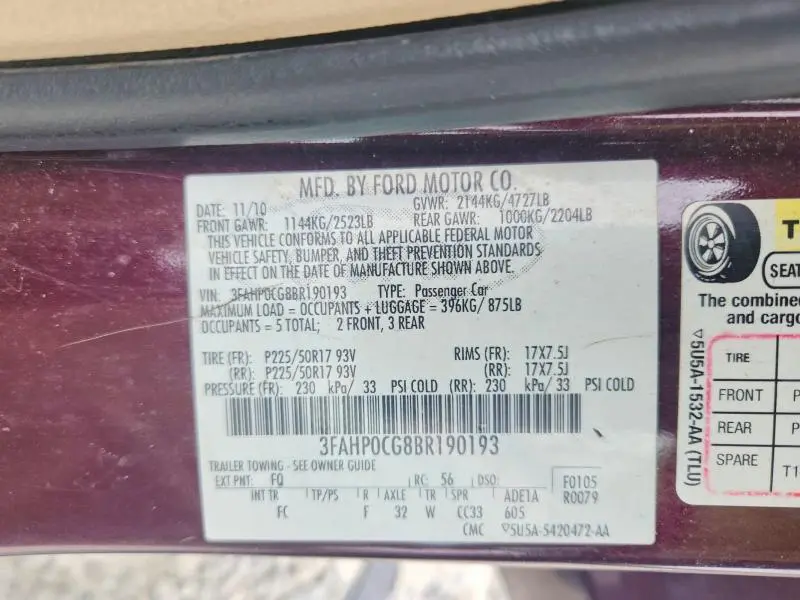 2011 FORD FUSION SEL  