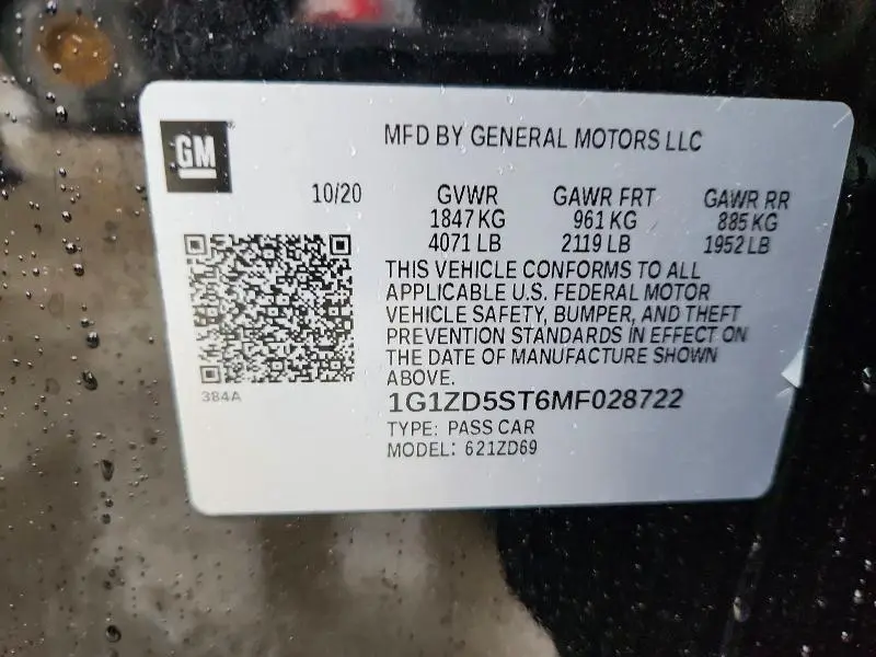 2021 CHEVROLET MALIBU LT  