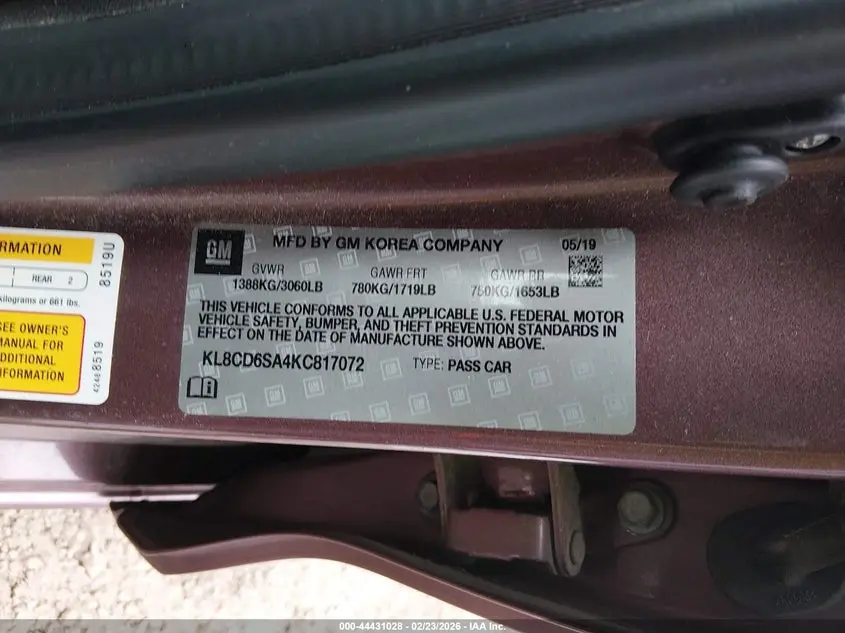 2019 CHEVROLET SPARK 1LT CVT