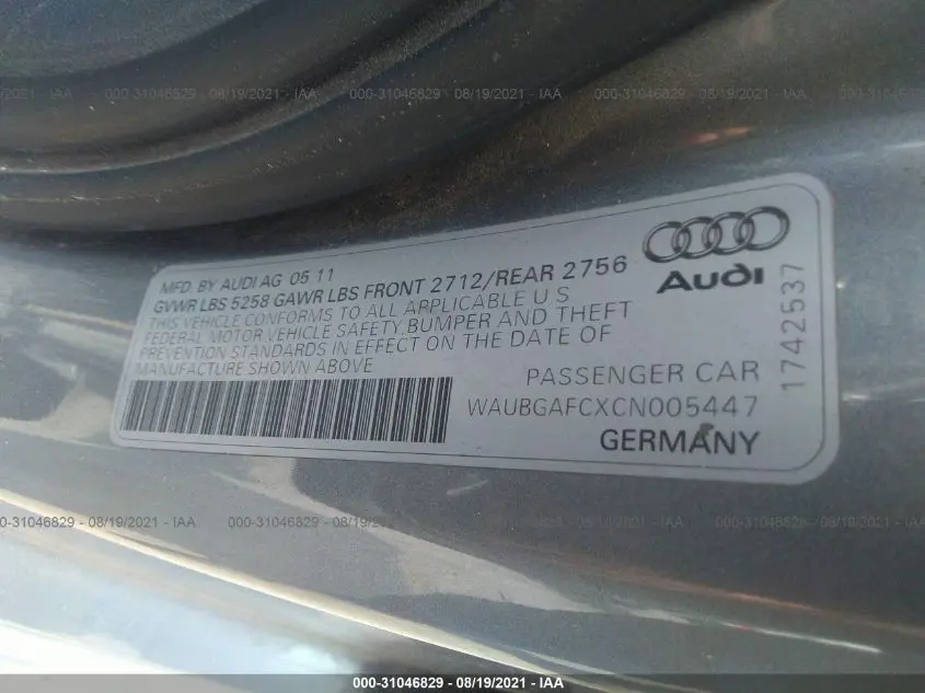 2012 AUDI A6 3.0T PRESTIGE