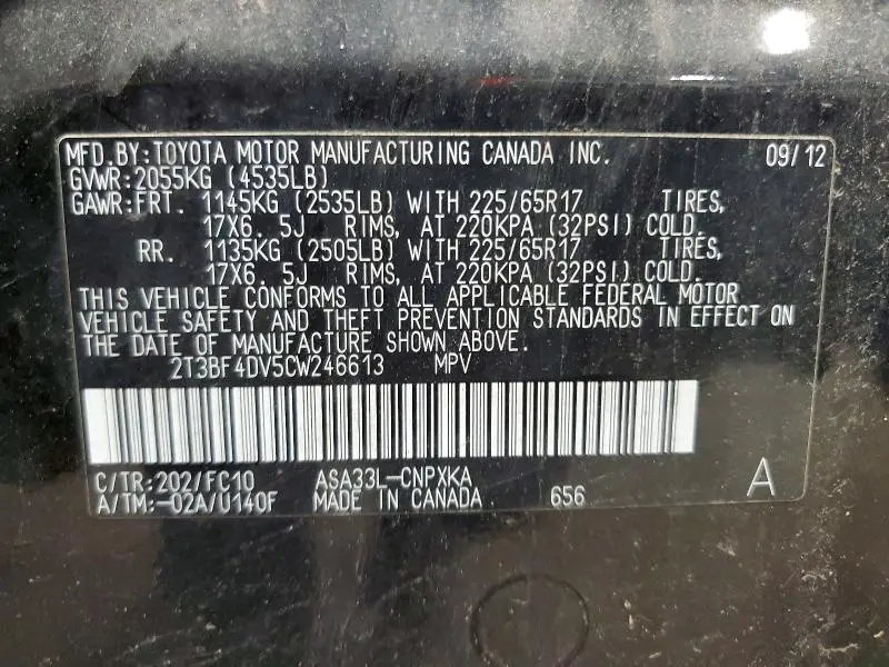 2012 TOYOTA RAV4 BASE  