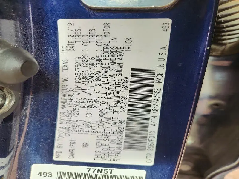 2012 TOYOTA TACOMA PRERUNNER V6  