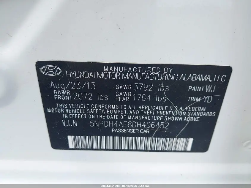 2013 HYUNDAI ELANTRA LIMITED