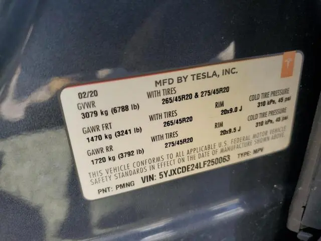 2020 TESLA MODEL X   