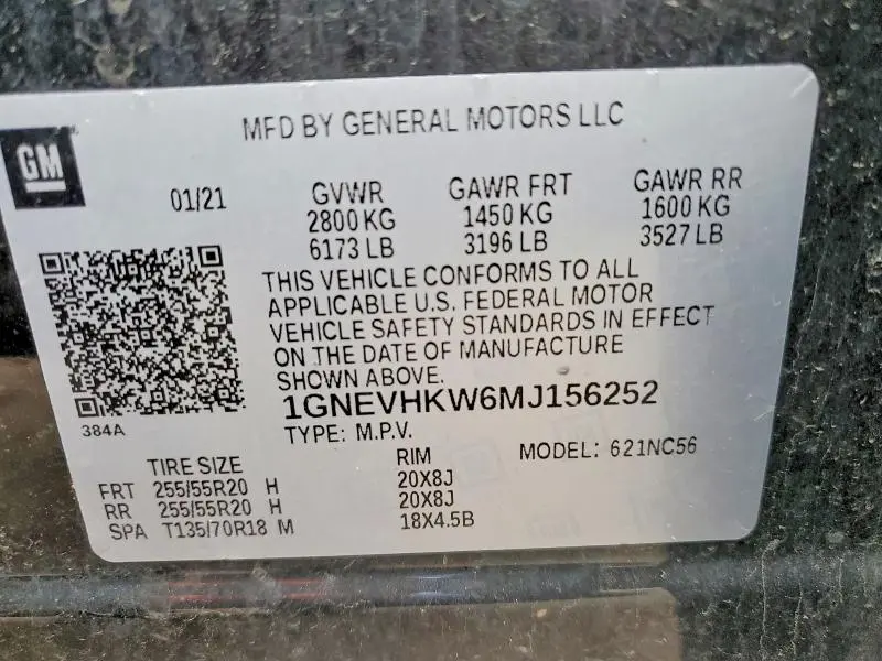 2021 CHEVROLET TRAVERSE LT  