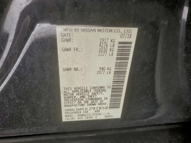 2018 NISSAN ALTIMA 2.5  