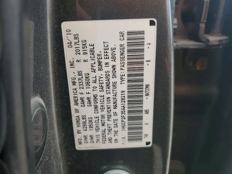 2010 HONDA ACCORD LX  