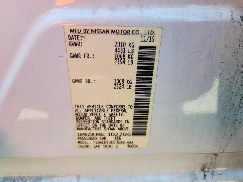 2016 NISSAN LEAF SV  