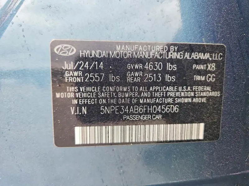 2015 HYUNDAI SONATA SPORT 2.0T  