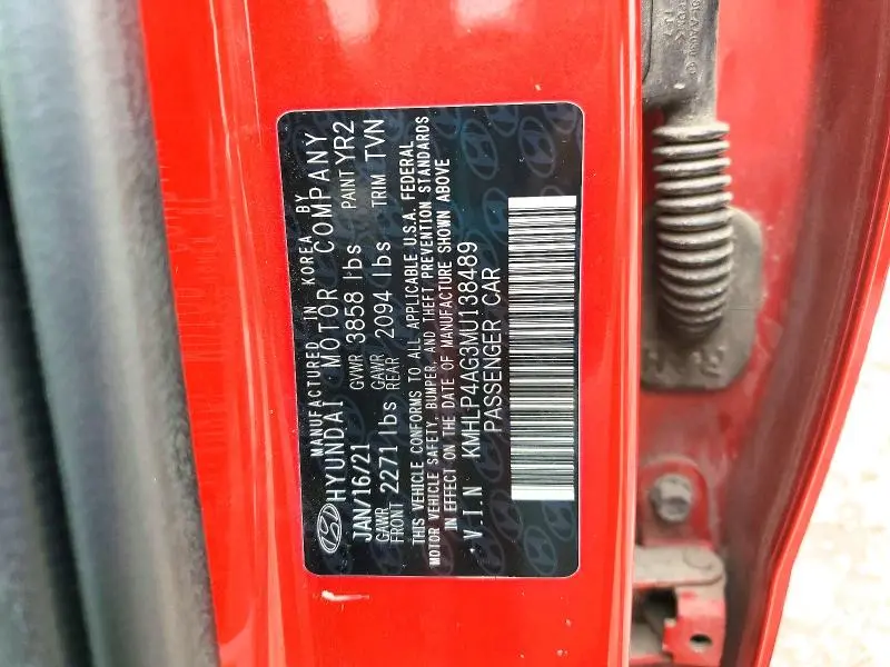 2021 HYUNDAI ELANTRA LIMITED  