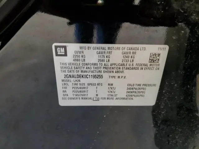 2012 CHEVROLET EQUINOX LT  