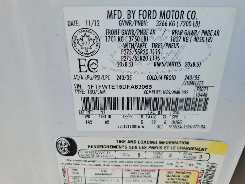 2013 FORD F150 SUPERCREW  