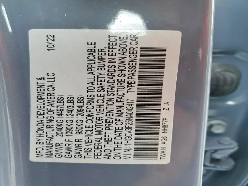 2022 HONDA ACCORD HYBRID SPORT  