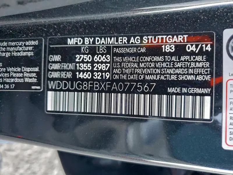 2015 MERCEDES-BENZ S 550 4MATIC  