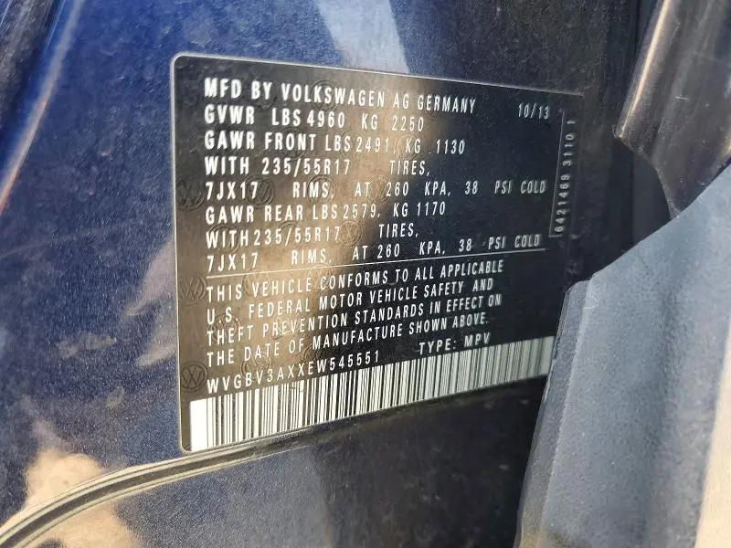2014 VOLKSWAGEN TIGUAN S  
