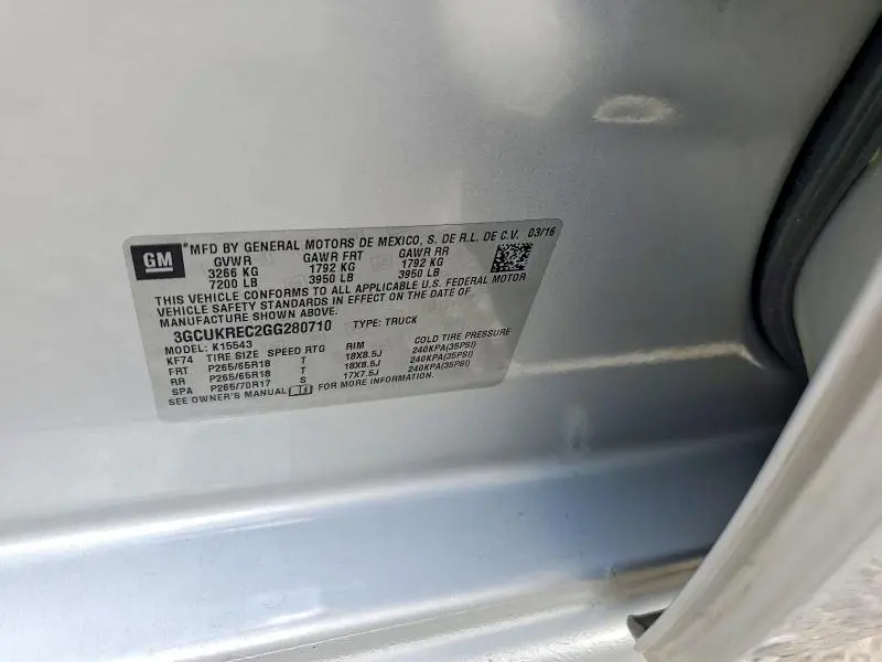 2016 CHEVROLET SILVERADO K1500 LT  