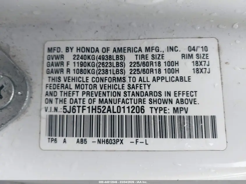 2010 HONDA ACCORD CROSSTOUR EX-L