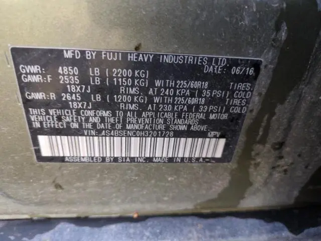 2017 SUBARU OUTBACK 3.6R LIMITED  