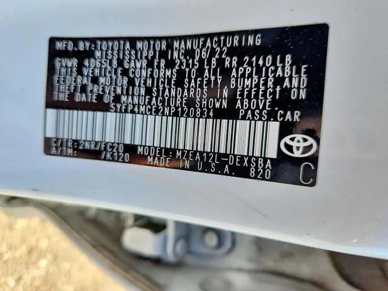 2022 TOYOTA COROLLA SE  