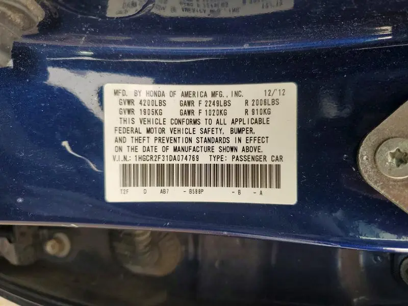 2013 HONDA ACCORD LX  