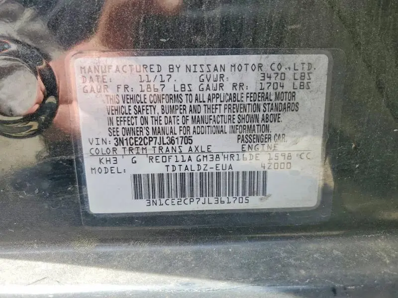 2018 NISSAN VERSA NOTE SV  