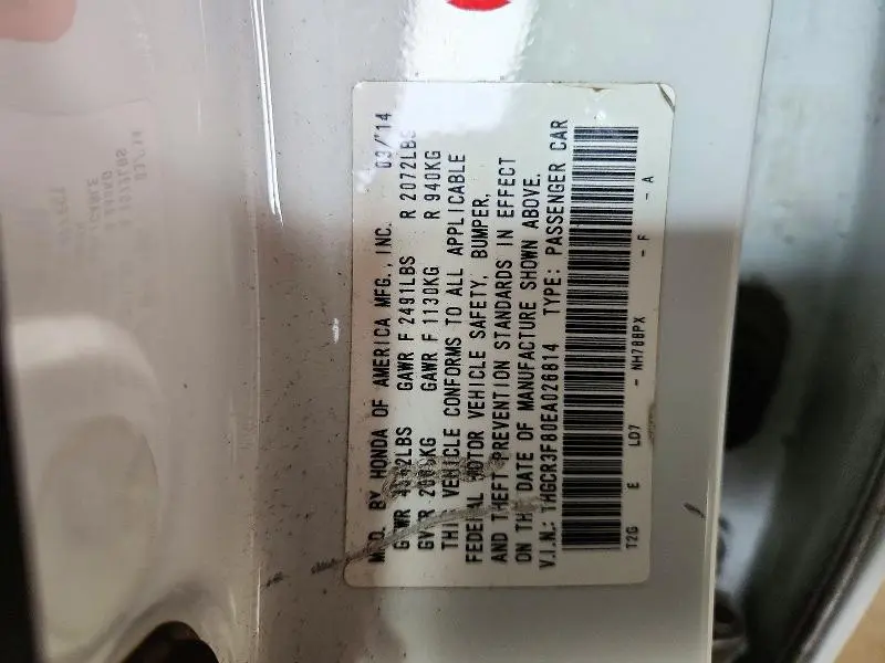 2014 HONDA ACCORD EXL  