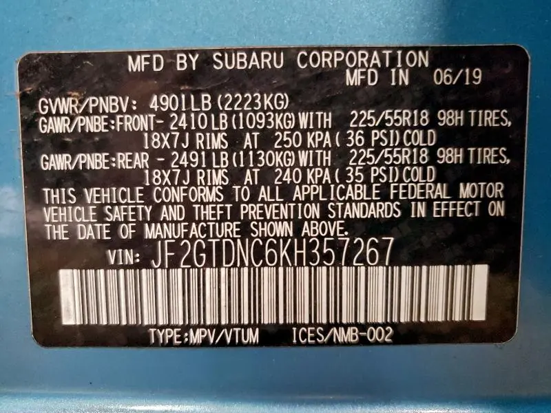 2019 SUBARU CROSSTREK LIMITED  