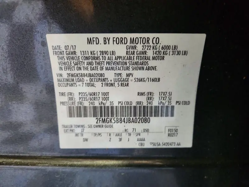 2018 FORD FLEX SE  