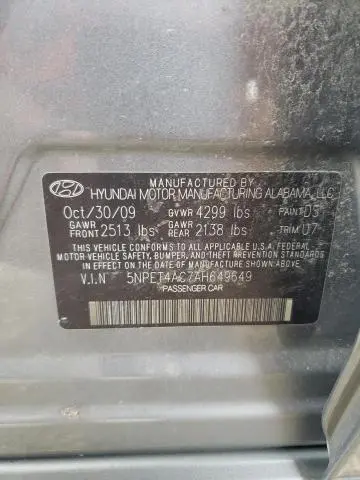 2010 HYUNDAI SONATA GLS  