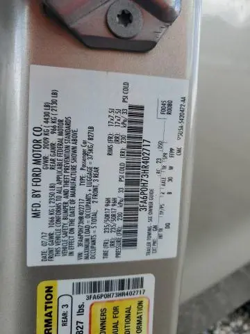 2017 FORD FUSION SE  