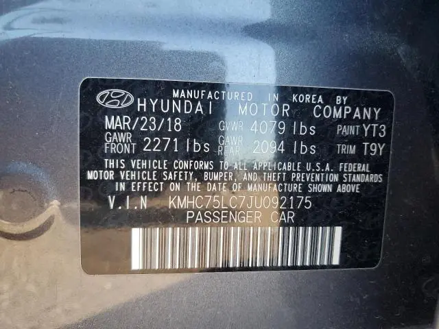 2018 HYUNDAI IONIQ SEL  