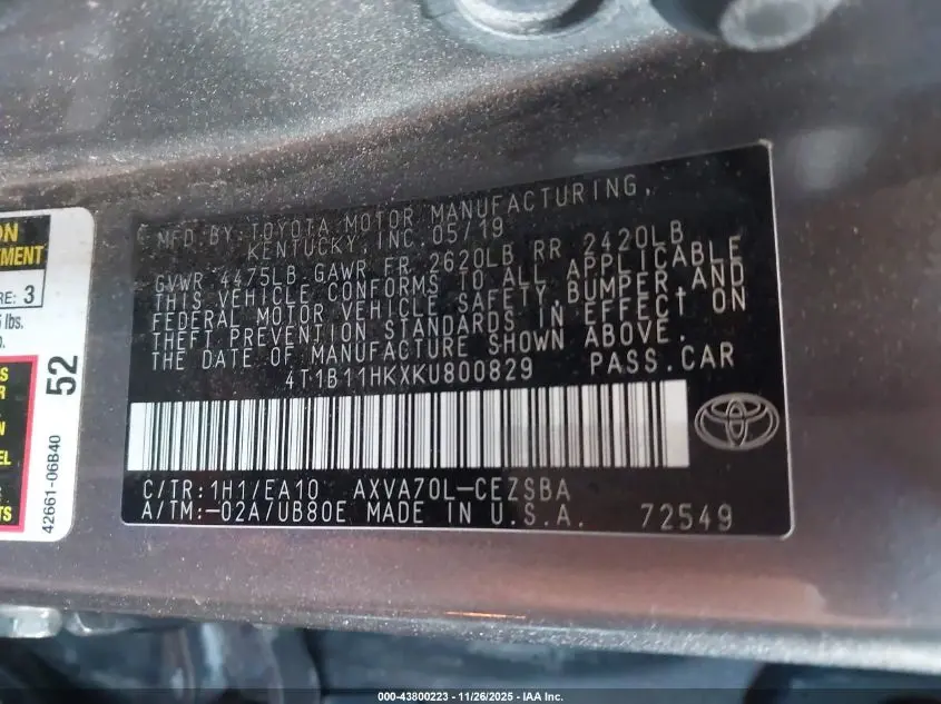 2019 TOYOTA CAMRY SE