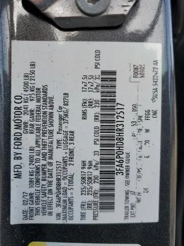 2017 FORD FUSION SE  