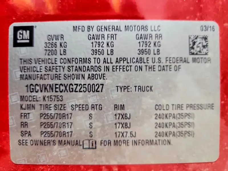 2016 CHEVROLET SILVERADO K1500  