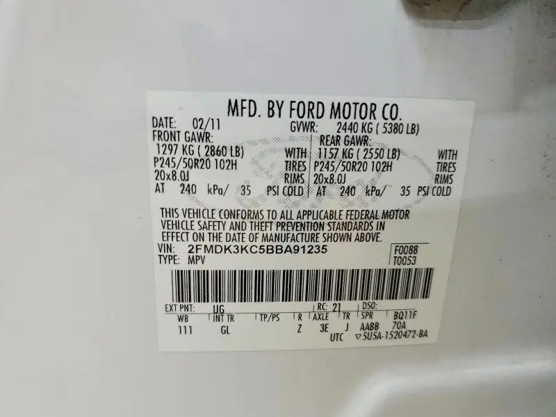 2011 FORD EDGE LIMITED  
