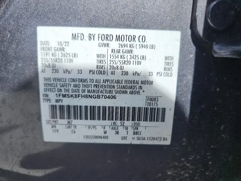2022 FORD EXPLORER LIMITED  