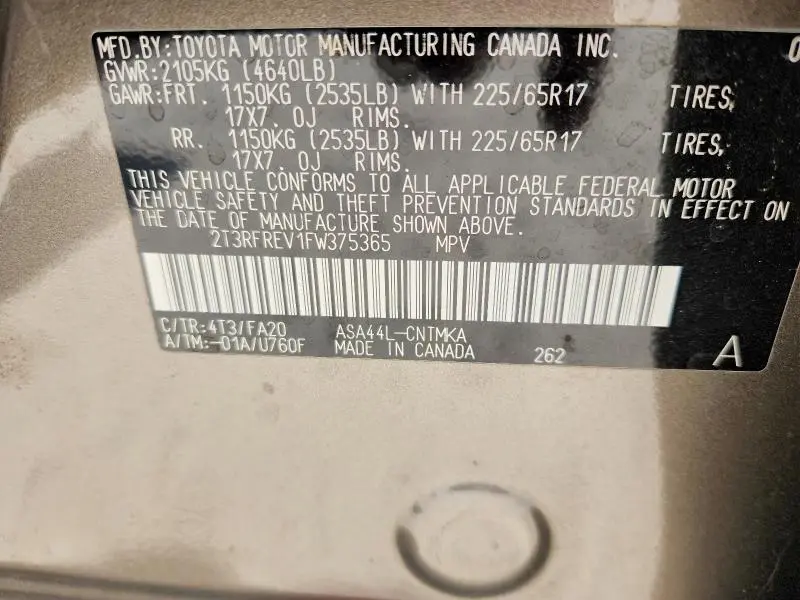 2015 TOYOTA RAV4 XLE  