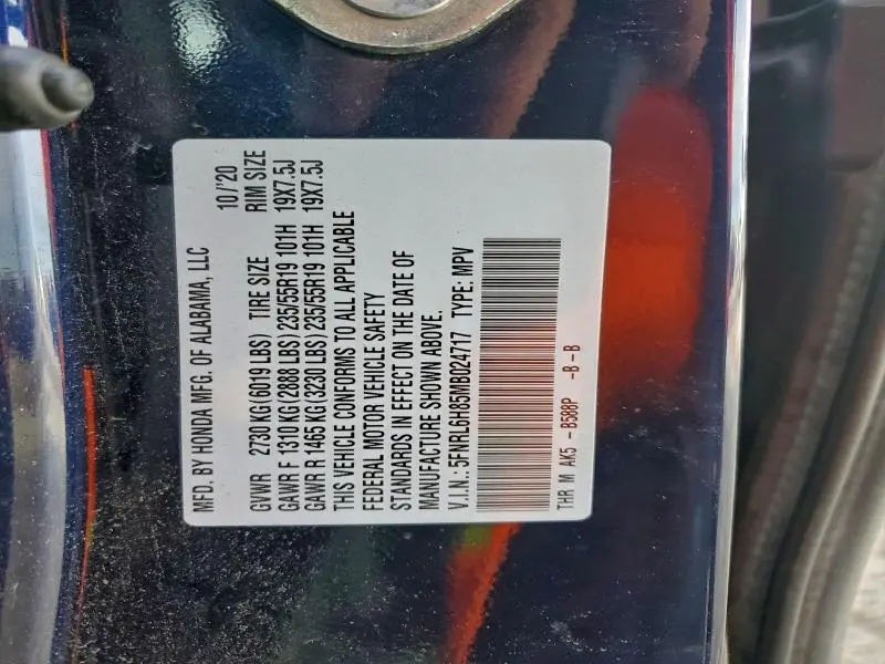 2021 HONDA ODYSSEY TOURING  