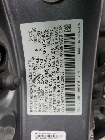 2020 HONDA CIVIC SPORT  