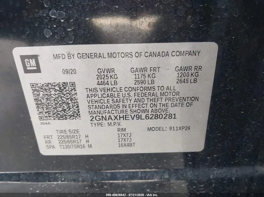 2020 CHEVROLET EQUINOX FWD LS