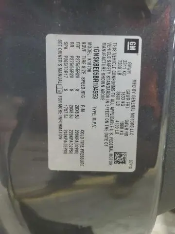 2011 CHEVROLET TAHOE K1500 LT  