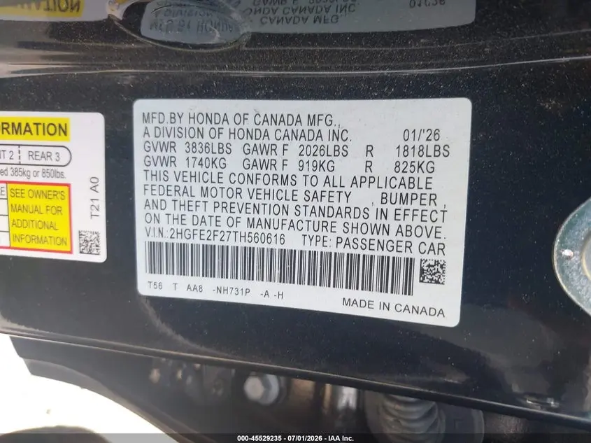2026 HONDA CIVIC LX